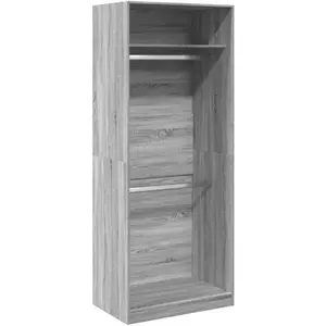 vidaXL Garde-robe sonoma gris 80x50x200 cm bois d'ingénierie pas cher
