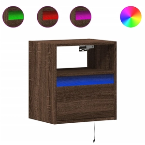 vidaXL Tables de chevet murales avec lumières LED 2 pcs chêne marron pas cher