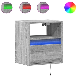 vidaXL Tables de chevet murales avec lumières LED 2 pcs sonoma gris pas cher