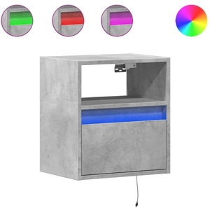 vidaXL Tables de chevet murales avec lumières LED 2 pcs gris béton