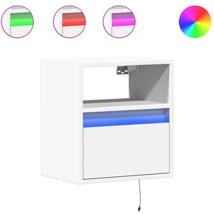 vidaXL Tables de chevet murales avec lumières LED 2 pcs blanc pas cher