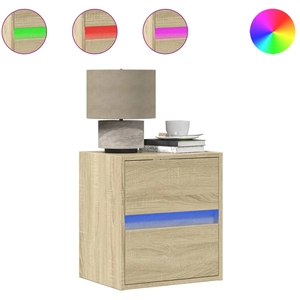 vidaXL Tables de chevet murales avec lumières LED 2 pcs chêne sonoma pas cher