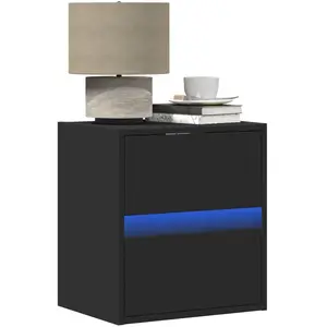 vidaXL Table de chevet murale avec lumières LED noir pas cher