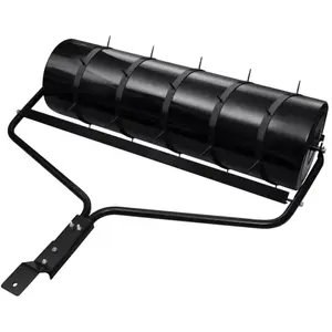 vidaXL Rouleau à gazon de jardin et colliers d'aérateur noir 63 L fer pas cher