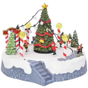 vidaXL Village de Noël Multicolore 22 x 21.5 x 17 cm Plastique pas cher