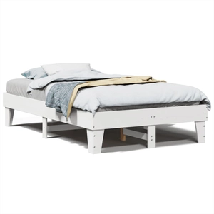 vidaXL Cadre de lit sans matelas blanc 135x190 cm bois de pin massif pas cher