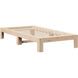vidaXL Vidaxl Cadre De Lit Sans Matelas 75x190 Cm Bois De Pin Massif pas cher
