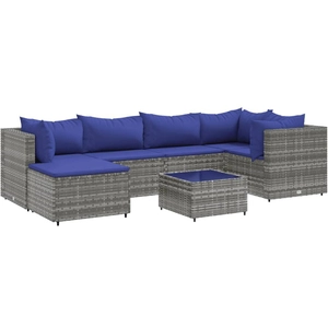 vidaXL Salon de jardin 7 pcs avec coussins Gris Résine tressée pas cher