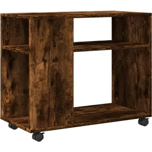 Vidaxl - Table d'appoint avec roues chêne fumé bois d'ingénierie Smoked oak pas cher