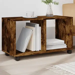 Comparateur de prix : vidaXL Vidaxl Armoire Roulante Chêne Fumé 72x33x42,5 Cm Bois D'ingénierie