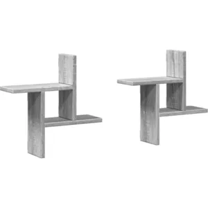 Étagères murales 2pcs sonoma gris 38x12x38 cm bois d’ingénierie vidaXL pas cher