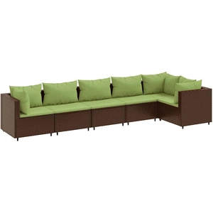vidaXL Salon de jardin 6 pcs avec coussins Marron Résine tressée pas cher