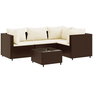Comparateur de prix : vidaXL Salon de jardin 5 pcs avec coussins Marron Résine tressée