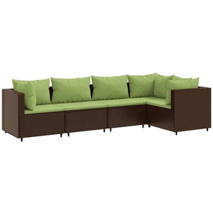 vidaXL Salon de jardin 5 pcs avec coussins Marron Résine tressée pas cher