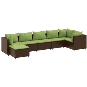 vidaXL Salon de jardin 6 pcs avec coussins Marron Résine tressée pas cher