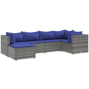 vidaXL Salon de jardin 6 pcs avec coussins Gris Résine tressée pas cher