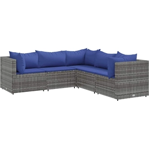 vidaXL Salon de jardin 6 pcs avec coussins Gris Résine tressée pas cher