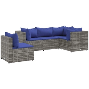 vidaXL Salon de jardin 6 pcs avec coussins Gris Résine tressée pas cher