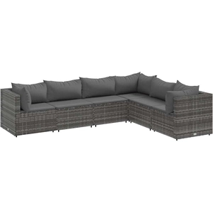 vidaXL Salon de jardin 5 pcs avec coussins Gris Résine tressée pas cher