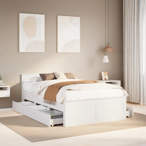 vidaXL Cadre de lit sans matelas avec tête de lit blanc 135x190 cm pin