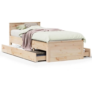 vidaXL Vidaxl Cadre De Lit Sans Matelas Avec Tête De Lit 75x190 Cm Pin Massif pas cher