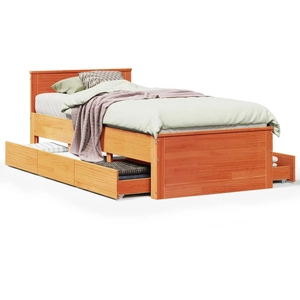 vidaXL Cadre de lit sans matelas avec tête de lit 90x200 cm bois pin pas cher