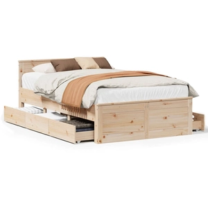 vidaXL Cadre de lit sans matelas avec tête de lit 140x190cm pin massif pas cher