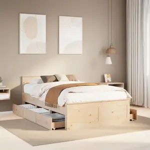 vidaXL Cadre de lit sans matelas avec tête de lit 135x190 cm bois pin pas cher
