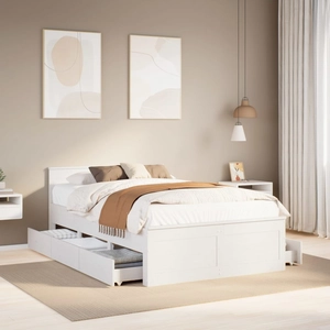 vidaXL Cadre de lit sans matelas avec tête de lit blanc 150x200 cm pin pas cher