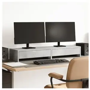 Comparateur de prix : vidaXL Support de moniteur avec tiroirs gris béton bois d'ingénierie