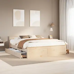 vidaXL Cadre de lit sans matelas avec tête de lit 180x200 cm bois pin pas cher