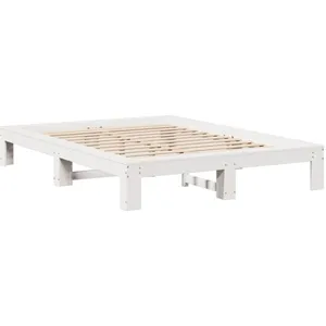 vidaXL Cadre de lit sans matelas blanc 135x190 cm bois de pin massif pas cher