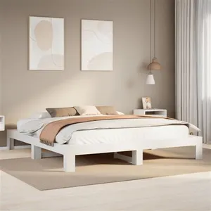 vidaXL Cadre de lit sans matelas blanc 200x200 cm bois massif de pin pas cher