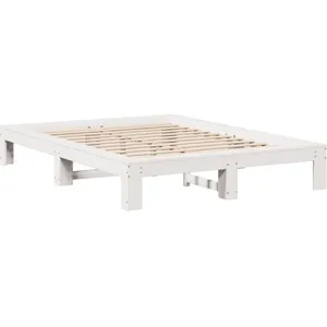 Comparateur de prix : vidaXL Cadre de lit sans matelas blanc 140x200 cm bois de pin massif