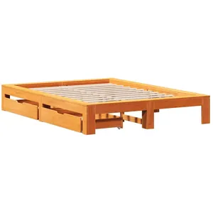 vidaXL Cadre de lit sans matelas cire marron 160x200cm bois pin massif pas cher