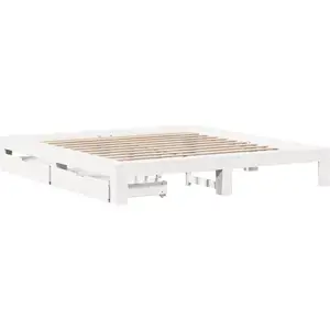 Cadre de lit sans matelas blanc 180x200 cm bois massif de pin Vidaxl pas cher