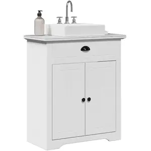 vidaXL Armoire de lavabo de salle de bain BODO blanc 70x35x80 cm pas cher
