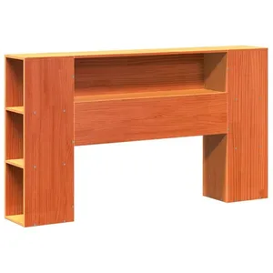 vidaXL Tête de lit avec rangement cire marron 140cm bois massif de pin pas cher
