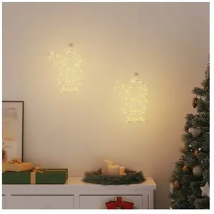 vidaXL Lumières de Noël silhouette du Père Noël 2 pcs 35 LED pas cher