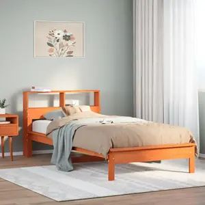 vidaXL Lit bibliothèque sans matelas cire marron 90x200 cm pin massif pas cher