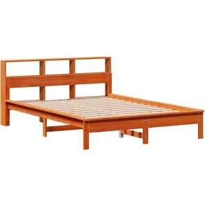 vidaXL Lit bibliothèque sans matelas cire marron 120x200 cm pin massif pas cher