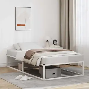 vidaXL Cadre de lit sans matelas blanc 90x200 cm métal pas cher