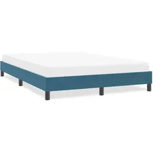 vidaXL Cadre de lit sans matelas bleu foncé 140x220 cm velours pas cher
