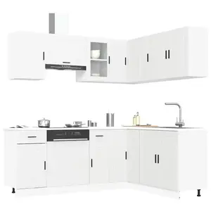 vidaXL Ensemble d'armoires cuisine 11pcs Porto blanc bois d'ingénierie pas cher