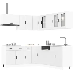 Comparateur de prix : vidaXL Ensemble d'armoires cuisine 11pcs Porto blanc bois d'ingénierie