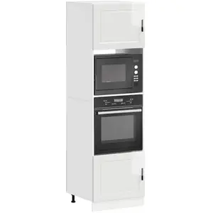 vidaXL Armoires de four 2 pcs Porto blanc brillant bois d'ingénierie pas cher