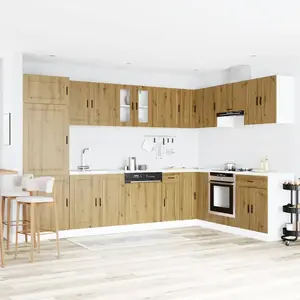 vidaXL Meuble sous évier Porto 2 pcs Marron Bois d'ingénierie pas cher