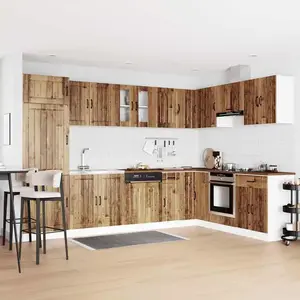 vidaXL Meuble sous évier Lucca 2 pcs Bois ancien Bois d'ingénierie pas cher