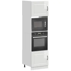 vidaXL Armoires de four 2 pcs Lucca blanc brillant bois d'ingénierie