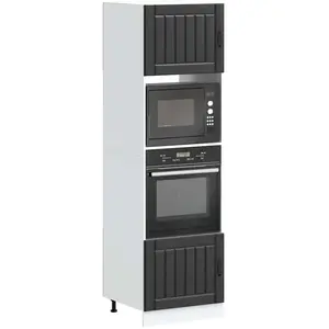 vidaXL Armoires de four 2 pcs Kalmar noir bois d'ingénierie pas cher